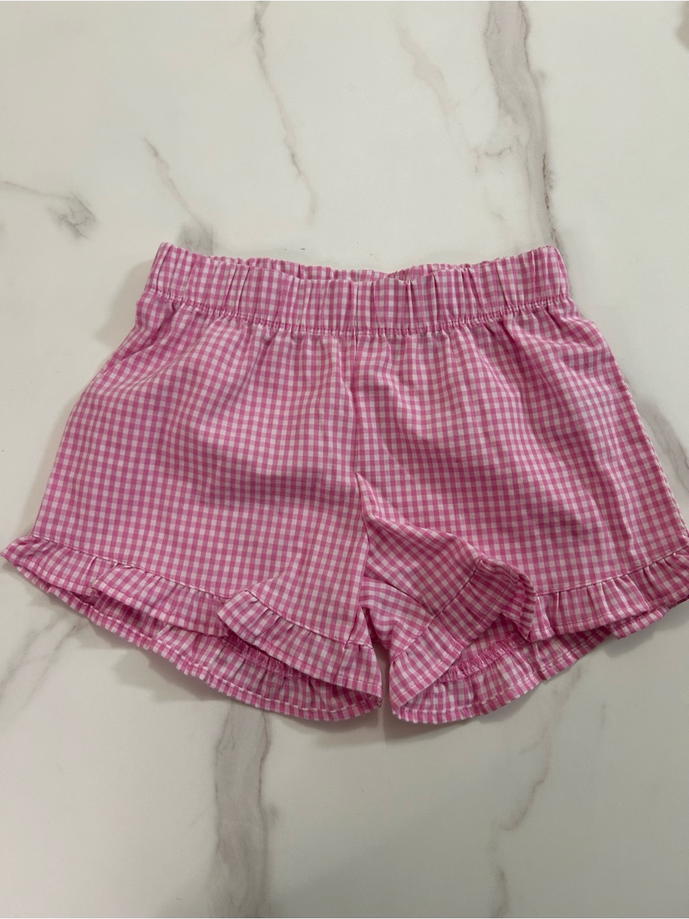 Cat & Jack Pink Gingham Ruffle-Hem Athletic Shorts 31